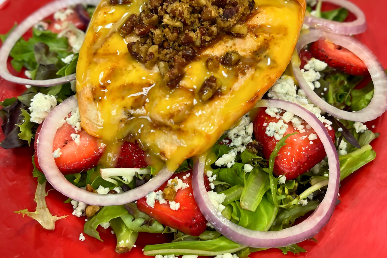 Caramelized Pecan Salmon Salad